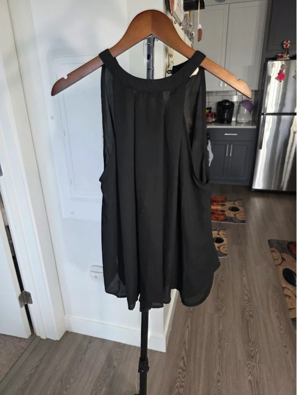 Elodie Black Sleeveless Polyester Blouse Size Small